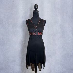 Vintage Y2K Ruby Rox Black Goth Knee Length Sleeveless Dress Small